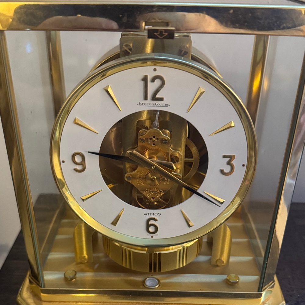 Gold Atmos Mantel Clock - Gold and White